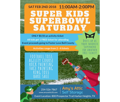 Super Kids Superbowl Saturday Event in Harker Heights, TX - Amys Attic